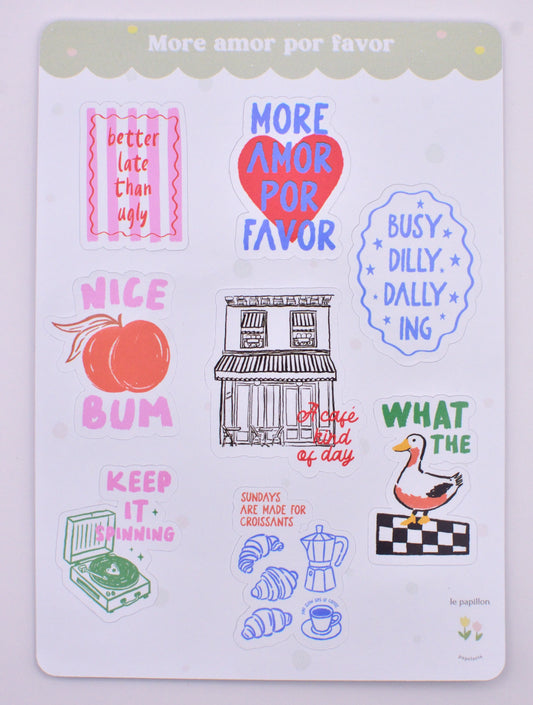 Cartela de Adesivos More amor por favor