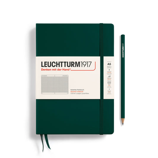 Caderno Leuchtturm1917 Medium (A5) Quadriculado, 251 páginas, Capa Dura, Forest Green
