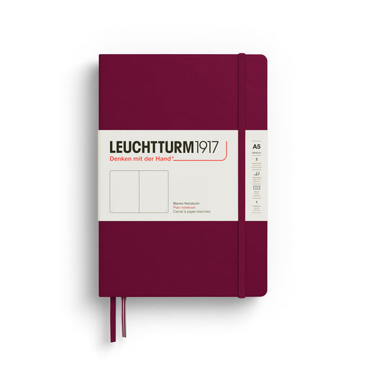 Caderno Leuchtturm1917 Medium (A5) Sem Pauta, 251 páginas, Capa Dura, Port Red