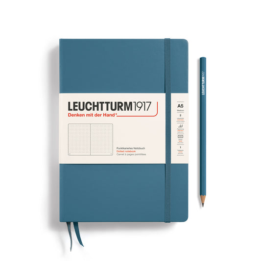 Caderno Leuchtturm1917 Medium (A5) Pontilhado, 251 páginas, Capa Dura, Stone Blue