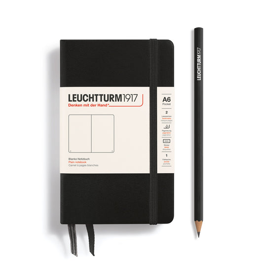 Caderno Leuchtturm1917 Pocket (A6) Sem Pauta, 187 páginas, Capa Dura, Black