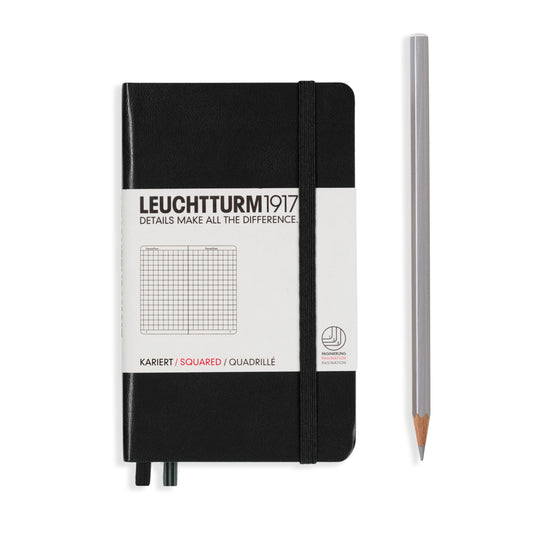Caderno Leuchtturm1917 Pocket (A6) Quadriculado, 187 páginas, Capa Dura, Black