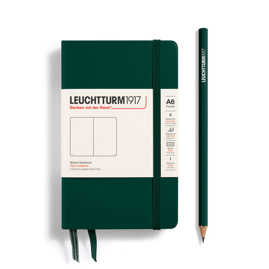 Caderno Leuchtturm1917 Pocket (A6) Sem pauta, 187 páginas, Capa Dura, Forest Green