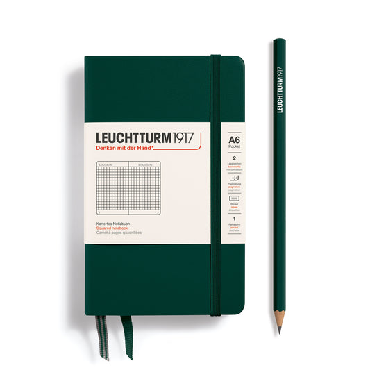 Caderno Leuchtturm1917 Pocket (A6) Quadriculado, 187 páginas, Capa Dura, Forest Green