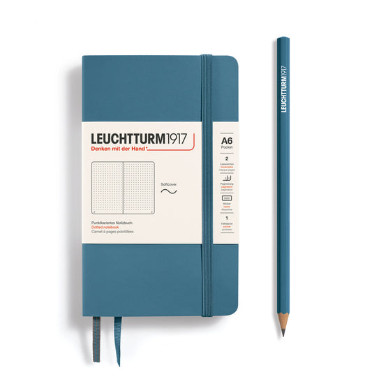 Caderno Leuchtturm1917 Pocket (A6) Pontilhado, 187 páginas, Capa Dura, Stone Blue