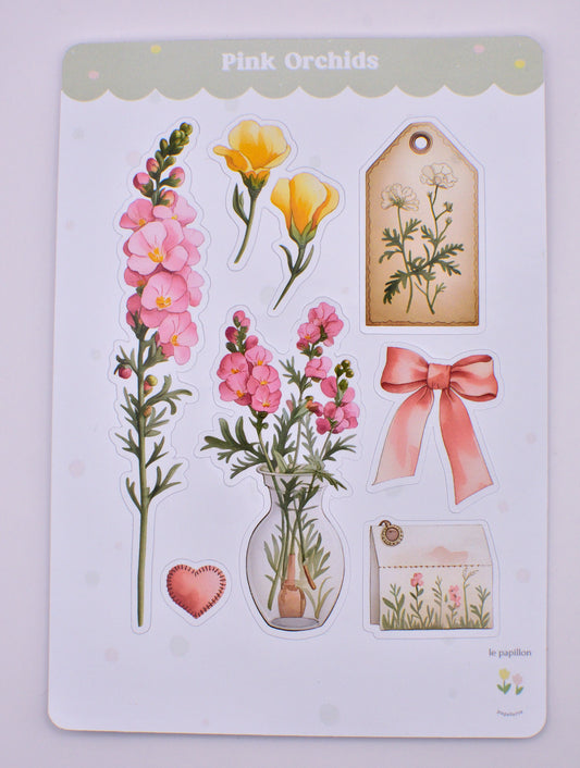 Cartela de Adesivos Pink Orchids