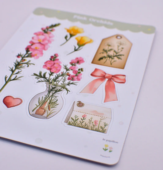 Cartela de Adesivos Pink Orchids
