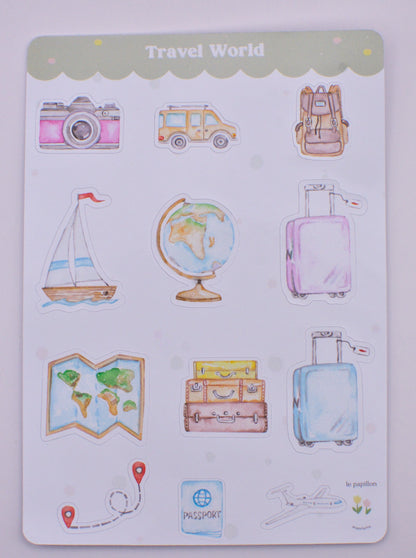 Cartela de Adesivos Travel World