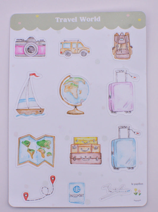 Cartela de Adesivos Travel World