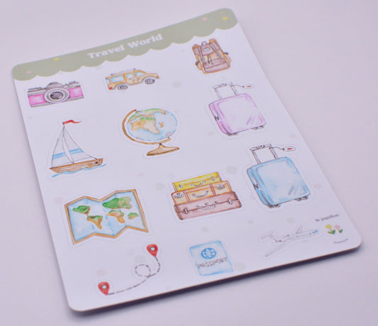Cartela de Adesivos Travel World