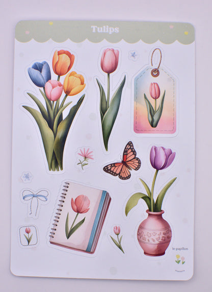 Cartela de Adesivos Tulips