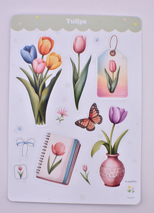 Cartela de Adesivos Tulips
