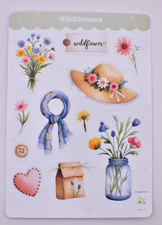 Cartela de Adesivos Wildflowers